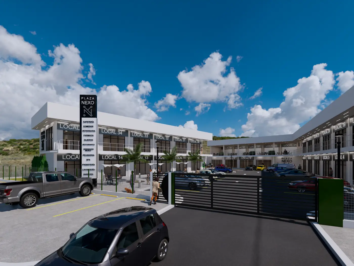 Acceso principal con vista general del proyecto